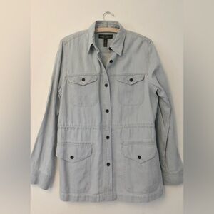 LRL Ralph Lauren Women's Blue Button Down Linen Blend Utility Barn Jacket Sz XL